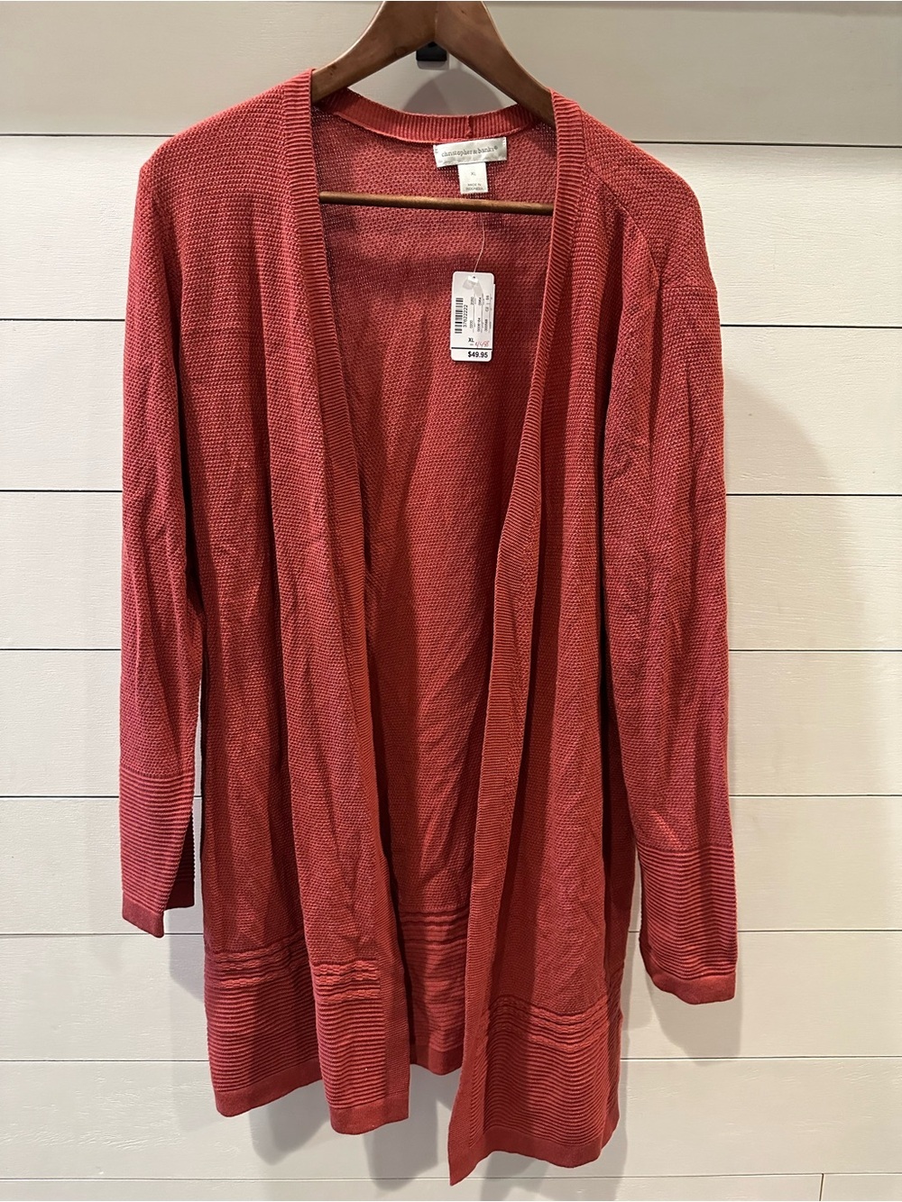 Christopher and Banks Open-Front Women's Cardigan - Rust-size XL